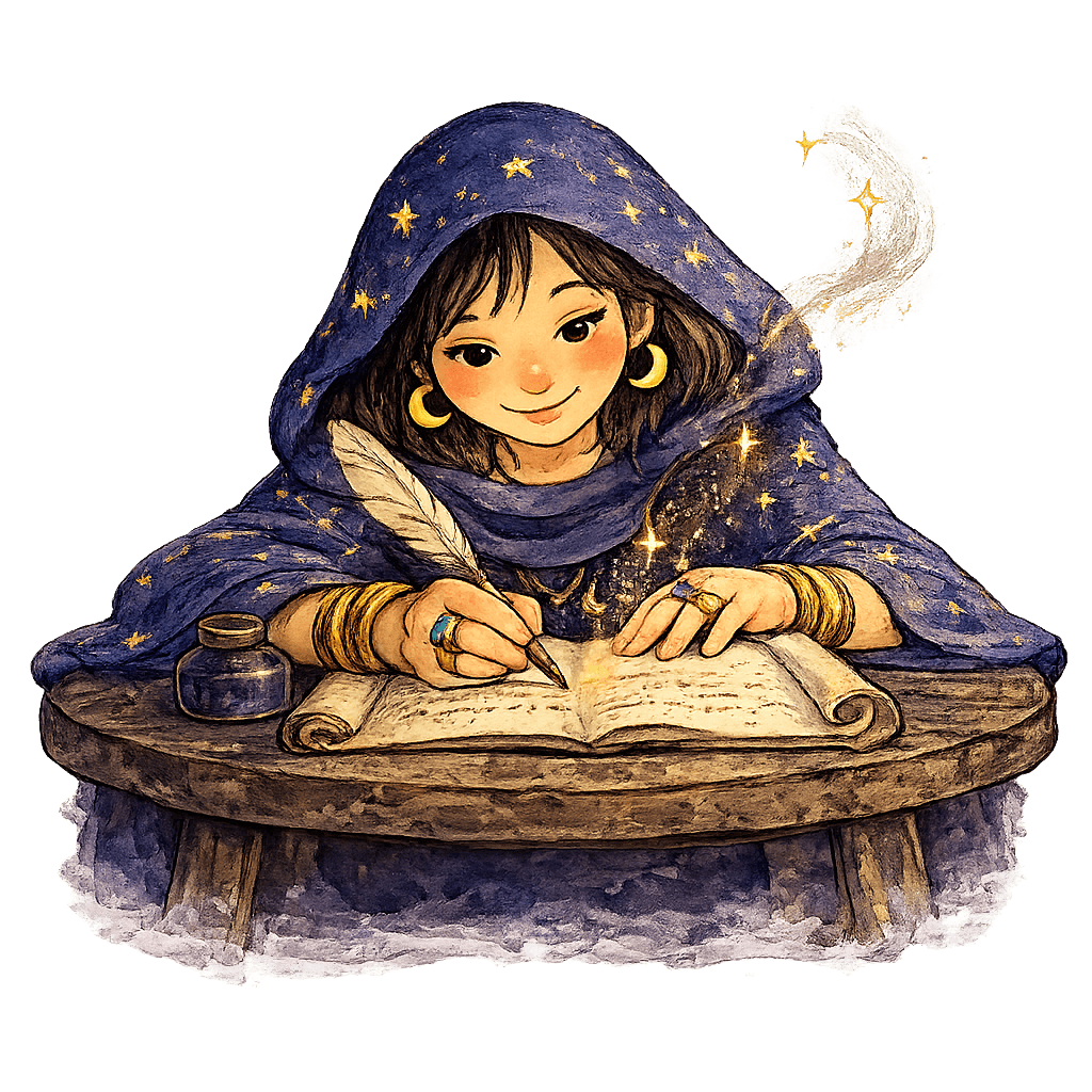 Fortune teller writing your possibilities