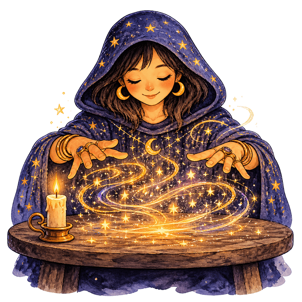 Fortune teller working her magic